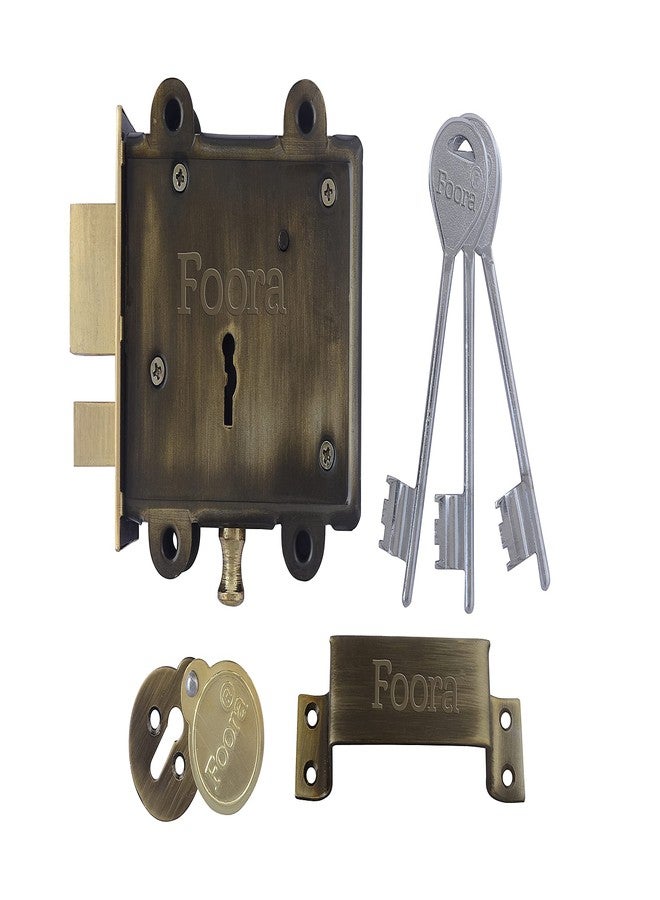 Foora Entry 2in1 Door Interlock 3 Keys with A Tower Bolt, 8 Lever Operated Both Side of The Door Lock (Antiqque, Polished Finish) - Image 1